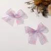 Estilo hada de verano lindo estampado de cuadros lazo diy hecho a mano tocado Mori accesorios para el cabello pendientes material venta al por mayor