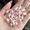 Contas de imitação de pérola em formato de gota d'água, com meio furo, acessórios para joias artesanais DIY, contas soltas de pérola de vidro em formato de gota d'água, acessórios para pingentes, atacado