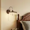 Luminária de Parede Vintage Estilo Song para Cabeceira com Estampa em Tecido, Proteção Ocular, Estilo Chinês Novo, Iluminação Criativa e Única para o Quarto
