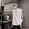 Camiseta sin mangas de calle alta europea y americana con sentido del diseño de cuello pequeño, chaleco, moda de verano para hombre, americana pesada de manga corta