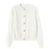 Cardigan Tricotado de Manga Longa com Ombreiras e Fivela de Metal, Estilo Socialite Chic Francês, Novo para Outono de 2026, para Mulheres
