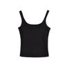 Chaleco de cuello en U para mujer, hombro estrecho, básico de verano versátil, elástico, corte ajustado, color sólido base, top pequeño simple sin mangas