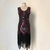 1920 Vintage Sequin Heavy Industry Beaded Frente e Costas V-Neck Fashion Tassel Dress Amazon Modern Prom Dress