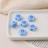 Cuentas de acrílico de color claro con diseño de flor de caricatura y cara sonriente, agujero recto, para cadena de teléfono DIY, colgante, accesorio pequeño, venta al por mayor