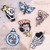 Logotipo original de bordado a máquina calavera cabeza de fantasma mariposa logotipo de tela accesorios de ropa parche de personalidad DIY parche bordado pegatina de tela