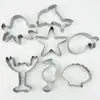 Set de 7 Piezas de Moldes para Galletas de Modelado de Vida Marina Acero Inoxidable Cangrejo de Pinza Molde para Galletas Molde para Hornear Caballito de Mar Concha