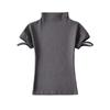 Primavera nova moda feminina europeia e americana cor sólida pequena gola dobrável design manga curta fino c-shirt top C73128