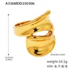 Anillo Oumika de Acero de Titanio y Oro Real de 18k Estilo Europeo y Americano Moda Anillo Irregular para Dedo Anillo para Dedo de Comida Joyería Transfronteriza Conservación del Color