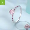 Yinziyun Original s925 Plata Pura Pendientes de Flor de Cerezo Rosa Anillo Juego de Joyería Anillo y Pendientes Suaves y Dulces
