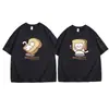 Roupa de Verão [Algodão Puro Penteado] Meow Meow Torrada Especial Camiseta de Casal Manga Curta Top para Mulheres