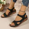 Comercio exterior 2024 sandalias nuevo diseño color suela gruesa moda estación independiente sandalias talla grande zapatos de mujer cinturón mágico zapatos de mujer ligeros