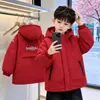 Chaqueta Cortavientos Acolchada para Niños Otoño Invierno 2026 Nuevo Estilo Moderna para Adolescentes Niños Moda de Dos Capas de Algodón con Capucha Chaqueta de Esquí