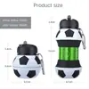 Botella de agua para deportes al aire libre, taza plegable esférica de silicona, fútbol portátil, anticaída, antifugas, plegable
