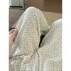 Pantalones de dormir de gasa de algodón suaves de estilo coreano, tamaño grande, para mujer, pantalones casuales sueltos de verano para caminar, de cintura alta, adecuados para usar en exteriores