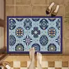 Alfombra de suelo absorbente antideslizante para baño estilo vintage de azulejo americano, felpudo, alfombrilla de secado rápido de tierra de diatomeas para entrada de inodoro
