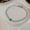 Collar de Corazón de Flor de Diamante Cuadrado Transfronterizo Europeo y Americano Cadena para Clavícula de Lujo Ligero Gama Alta Exagerado Nicho Versátil