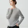 %Cachemira%Seda de Morera Cuello Redondo Cachemira Suave y Delicada para Mujer Tejido Hueco Suéter de Terciopelo Versátil Top Básico
