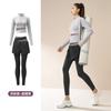 Conjunto Esportivo Slim-Fit de Toque Nu para Primavera e Outono Transfronteiriço Conjunto de Roupa Esportiva Fitness para Corrida Fitness Yoga
