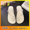Chinelos de moda feminina para verão ao ar livre 2026 novo modelo, deslumbrantes borboletas de strass slip-on estilo fada sandálias planas de praia