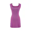 Top Regata Puro Desejo com Decote em U, Bodycon Curto Justo para Mulheres, Design de Verão com Cintura Vazada Reveladora, Vestido de Tricô Estilo Garota Spicy