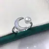 Anillo de Perla de Agua Dulce Natural Moda Madreperla Luna Creciente Simple Abierto Ajustable Joyería de Perlas Zhuji Venta al por Mayor Dropshipping