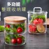 En stock Tarro de almacenamiento combinado de múltiples capas Tazón de ensalada de frutas Tazón de vidrio transparente con tapa Tarro de almacenamiento de vidrio simple para el hogar