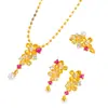 Set de Joyería Étnica Chapado en Oro de Xinjiang, Serie Lluvia de Osmanthus Fragante, Collar de Perlas Incrustado de Diamantes, Anillo y Pendientes