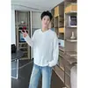 Camiseta Tendência Gola Henry Manga Longa Masculina Verão Estilo Americano Old Money Camada Base Caimento Limpo Casual Meio Zíper Top