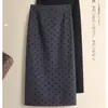 Falda de Traje de Lunares de Alta Gama para Mujer Primavera y Verano 2025 Nueva Cintura Alta Adelgazante Falda Recta de Lana con Abertura en A