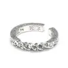 Anillo de Pareja de Plata Tailandesa 925 Vintage Desgastado Distintivo Abierto Moda Cara Sonriente Graffiti Tendencia Anillo para un Solo Dedo