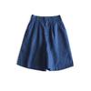 Pantalones Cortos de Lino Puro de Cinco Puntos Estilo Mori Artístico para Mujer, Corte Original Japonés, Etiqueta Original, Suministrados por el Cliente, Frescos, Holgados, Semi-Elásticos, de Cintura Alta