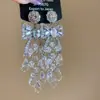 Pendientes de Borla Redondos Geométricos con Forma de Hoja Super Brillantes de Aguja de Plata, Pendientes de Moda Resistentes, Pendientes de Lujo Ligero de Alta Gama para Mujer