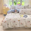 Capa de Edredom 100% Algodão Peça Única Algodão 100% Ins Desenho Animado Lençol de Cama Capa de Edredom Infantil Estudante Dormitório Cama de Solteiro Conjunto de Três Peças