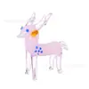 Regalo de Navidad adornos pequeños para sala de estar alce de Navidad animal de dibujos animados ciervo sika rosa manualidades de vidrio decoración lote