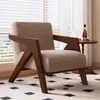 Sillón individual de madera maciza nórdica para sala de estar, café de balcón de lujo ligero vintage, sillón perezoso de diseñador antiguo para casa de huéspedes