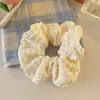 Cuerda para el Cabello Blanca con Borde de Encaje Estilo Coreano Anillos para el Cabello de Intestino Grande Nuevo Estilo 2025 Moda Dulce Anillos para el Cabello Accesorios para la Cabeza Versátiles para Mujeres
