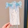 Presilha de Cabelo Infantil JK Laço Presilha Bico de Pato Fofa Presilha Atrás da Cabeça Acessórios de Cabelo de Princesa Uniforme JK Tecido Xadrez Grampo de Cabelo