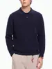 Mu Qiu Ropa de Hombre Polo de Punto con Cremallera a Media Altura y Cuello Solapa de Manga Larga Estilo Old Money Suéter Holgado Texturizado