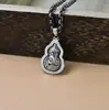 Pingente de cabaça de prata esterlina S925 estilo nacional novo estilo chinês tang padrão de grama colar de contas de transferência rolo padrão de grama pingente