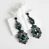 Pendientes Amazon transfronterizos, extragrandes, electrochapados, elegantes, de estilo largo, con un toque de alta gama, adornados con borlas y pedrería negra