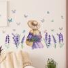 FX-D441 desenho animado de volta Menina Sombria flor de lavanda borboleta quarto sala de estar decoração de fundo adesivo de parede atacado