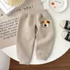 Pantalones con Abertura Inferior para Bebés Niños, Primavera, Otoño e Invierno, Forro Fino de Felpa, Ropa Exterior, Pantalones con Abertura Inferior para Bebés, Pantalones Deportivos para Niños, Felpa Integrada, Niñas