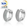 Pendientes de moda chapados en plata, bonitos pendientes japoneses y coreanos de doble rejilla con diamantes y circonitas para mujer.