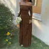 Moda Femenina Europea y Americana Nueva de Verano 2026 Estilo Francés Transfronterizo Elegante Sexy Ceñido a la Cintura Vestido de Manga Larga sin Hombros
