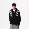 Sudadera con capucha bordada con parche de letra estilo americano para hombre y mujer, chaqueta de diseño de alta costura de otoño para parejas, cárdigan deportivo retro