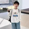 Camiseta de manga larga de algodón puro para niños, nuevo estilo primavera y otoño 2026, camisa holgada y elegante para niños pequeños, top de dibujos animados para niños mayores