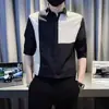 Camisa de verão com costura fina, camisa masculina de manga curta, casual, ripper, bonita, camisa de seda gelada, nova chegada, camisa masculina de manga de cinco pontas, 2024