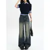 Jeans Vintage de Perna Larga para Mulheres, Tendência Nova para Primavera e Outono 2026, Cintura Baixa, Caimento Solto e Reto, Comprimento Total