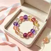 Pulsera de Amatista Natural Imitación para Mujer, Pulsera de Cuentas de Lujo Ligero y de Gama Alta, Joyería de Cristal con Diseño de Nicho