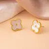 Pendientes de Plata de Ley 925 con Forma de Trébol de Cuatro Hojas para Mujer, Lujo Accesible, Gama Alta, Versátiles para el Uso Diario, Pendientes de Diseño para Piercing de Estudiante